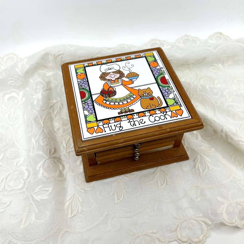 Vintage Enesco Coaster Caddy Susan Marie McChesney 1982 Kitschy Cottagecore